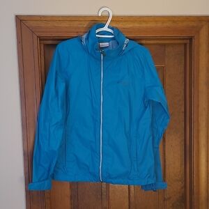 Columbia Blue Hooded Rain Jacket Womens Large